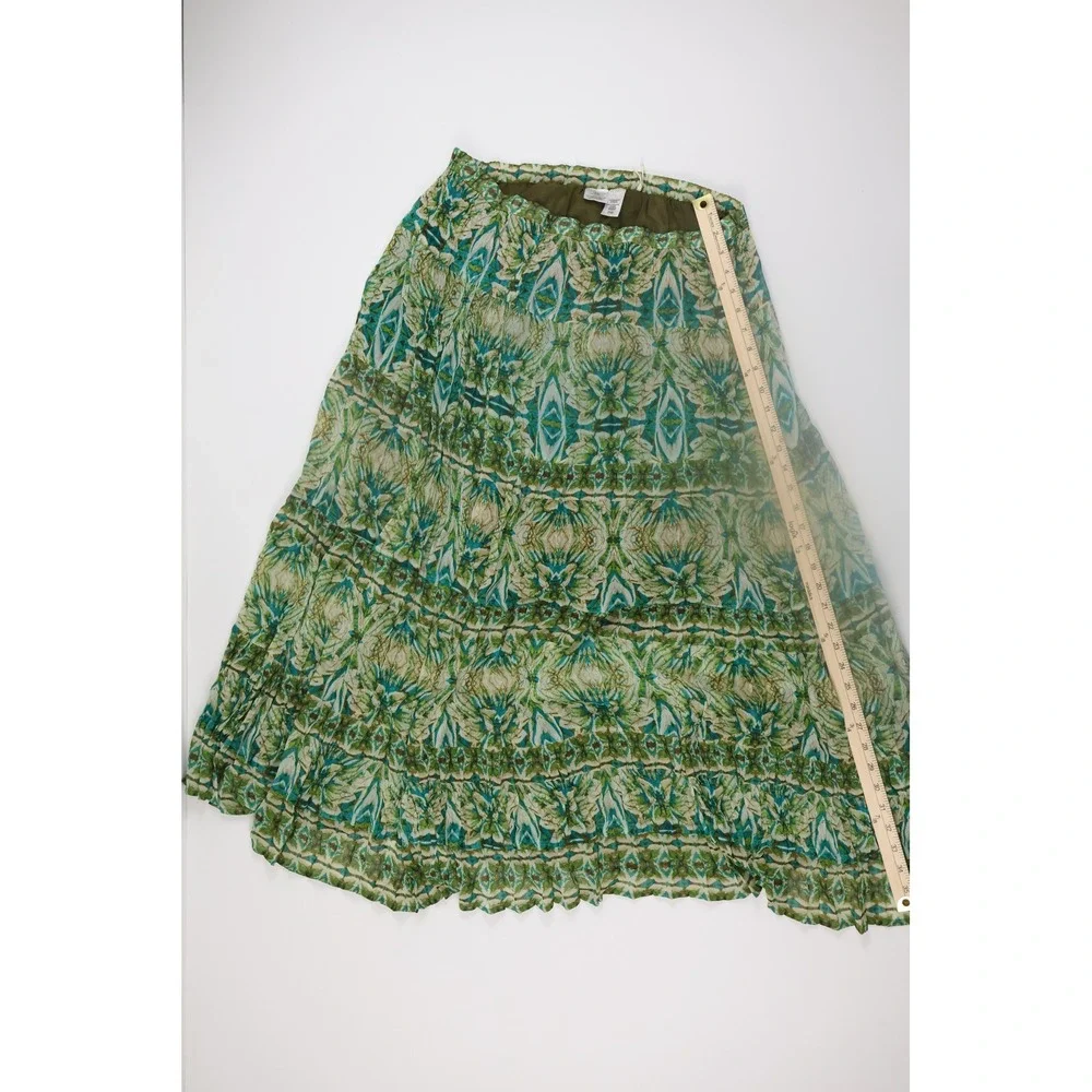 Jones New York Sport Maxi Skirt 14 Green Geometric Tiered Boho Chiffon Casual - Picture 5 of 6